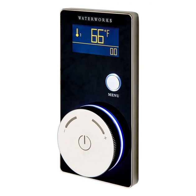 Waterworks Black & Brass LED Digital Display Smart Thermostatic Shower Mixer